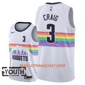 Maillot NBA Denver Nuggets Torrey Craig 3 2018-19 Nike City Edition Blanc Swingman - Enfant